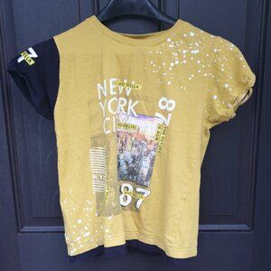 Short Sleeve Casual Graphics T Shirt Cotton Top Yellow Black Boys Size 12 years